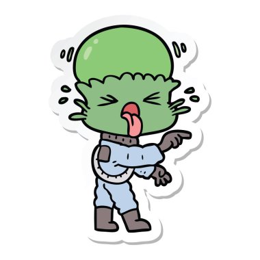 etiket işaret eden bir garip çizgi film yabancı