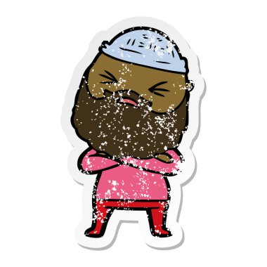 sakallı bir karikatür insanın sıkıntılı etiket