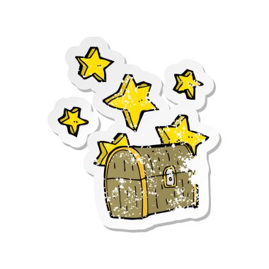 bir korsan hazine sandığı karikatür Retro sıkıntılı etiket