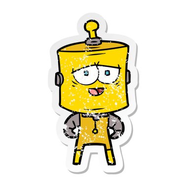 bir çizgi film robot sıkıntılı etiket