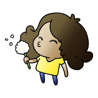 şirin kawaii kızın degrade çizgi film