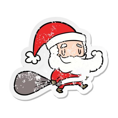 bir karikatür sıkıntılı etiket torbayla Noel Baba