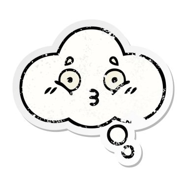 sevimli çizgi düşünce balonu sıkıntılı etiket