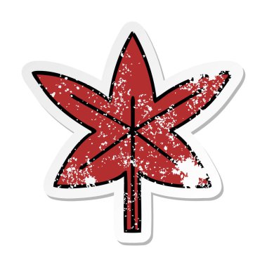 sevimli çizgi sonbahar yaprak sıkıntılı etiket