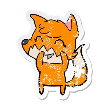 mutlu karikatür tilki, sıkıntılı etiket