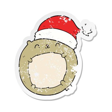 sevimli çizgi Noel ayı sıkıntılı etiket