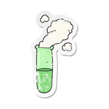 bir çizgi film bilim tüp Retro sıkıntılı etiket