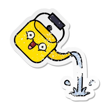 su ısıtıcısı dökülen bir sevimli çizgi sıkıntılı etiket