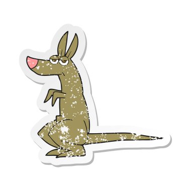 bir çizgi film kanguru Retro sıkıntılı etiket