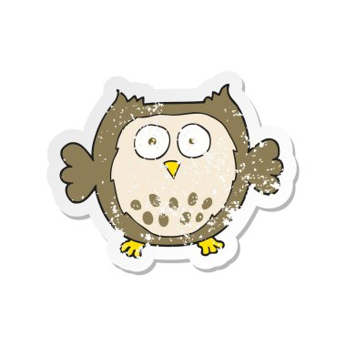 bir çizgi film baykuş Retro sıkıntılı etiket