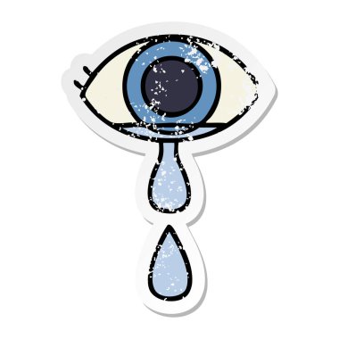 sevimli çizgi göz ağlıyor sıkıntılı etiket