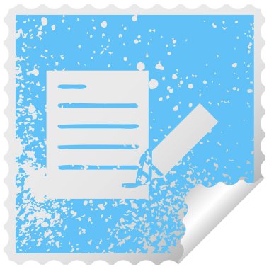 sıkıntılı kare bir belge yazma etiket simge soyma