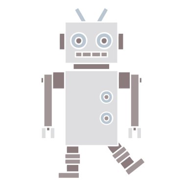 düz renk retro karikatür robot dans