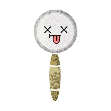 Retro illüstrasyon tarzı çizgi film Büyüteç