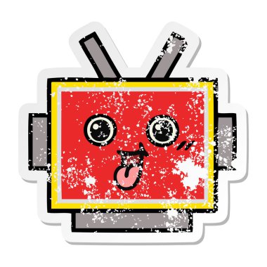 sevimli çizgi robot baş sıkıntılı etiket