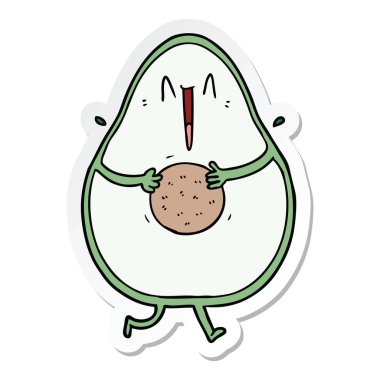 bir mutlu karikatür avokado gülen etiket