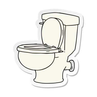 etiket karikatür doodle bir banyo tuvalet