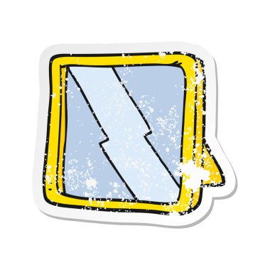 bir çizgi film ayna Retro sıkıntılı etiket