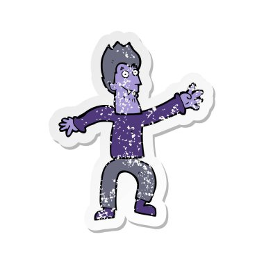 bir çizgi film vampir Retro sıkıntılı etiket