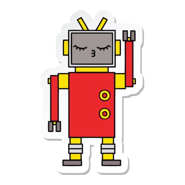 sevimli çizgi robot Sticker