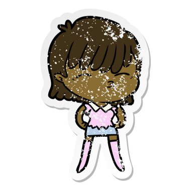 bir çizgi film kadının sıkıntılı etiket