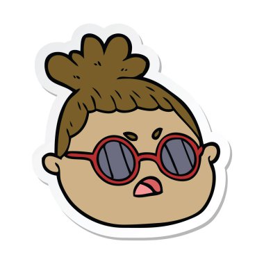 bir çizgi film kadın yüzü etiket