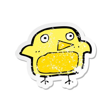 bir karikatür kuş Retro sıkıntılı etiket