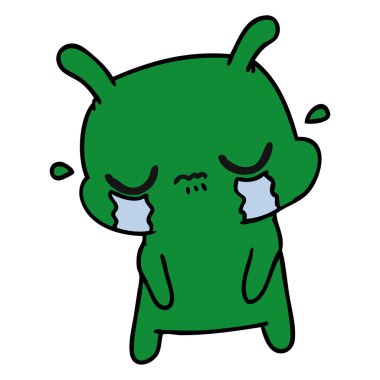 şirin üzgün yabancı serbest çizilmiş karikatür