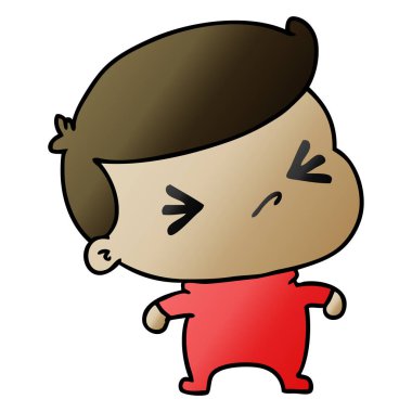 Degrade çizgi film gösterimi bir kawaii şirin bebek çapraz