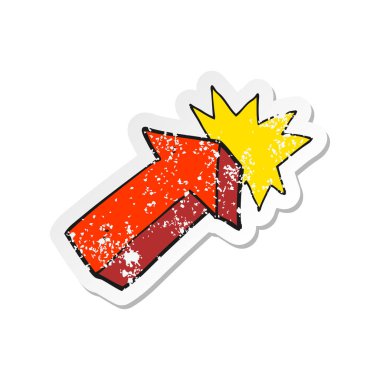 Retro etiket ok sembolü işaret eden bir karikatür sıkıntılı