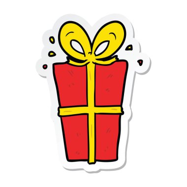 etiket bir karikatür hediye sarılmış