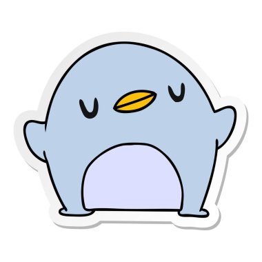 etiket karikatür kawaii bir sevimli penguen