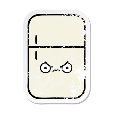 sevimli çizgi buzdolabı dondurucu sıkıntılı etiket