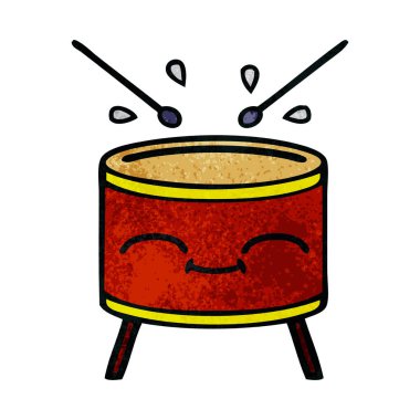 Retro grunge doku karikatür bir davul