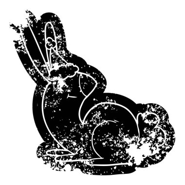 sevimli ilginç çizgi simgesini santa şapka bir tavşan sıkıntılı