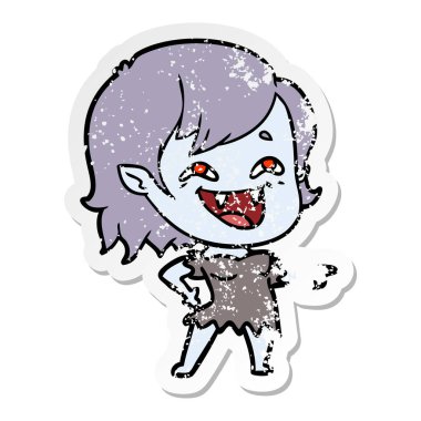 bir çizgi film gülen vampir kızın sıkıntılı etiket