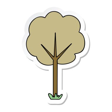 ilginç bir el etiket karikatür ağaç çizilmiş