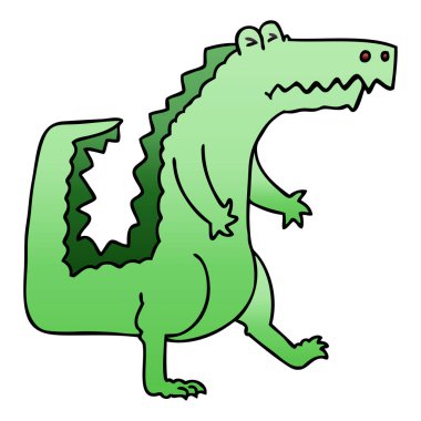 Degrade gölgeli ilginç karikatür timsah