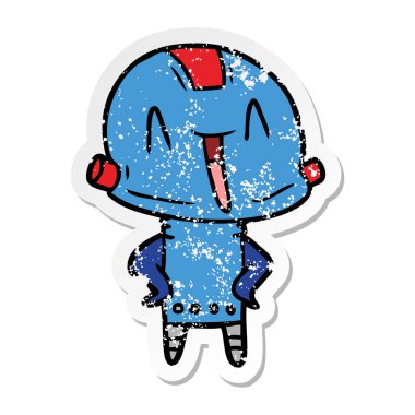 bir çizgi film robot sıkıntılı etiket