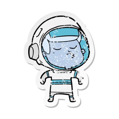 bir çizgi film emin astronotun sıkıntılı etiket