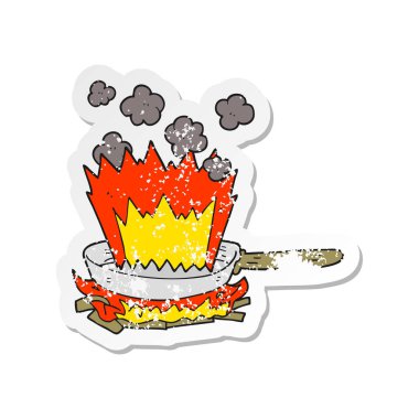 bir çizgi film tava yanıyor Retro sıkıntılı etiket