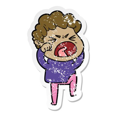 bir çizgi film öfkeli adam sıkıntılı etiket