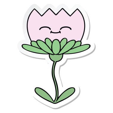 etiket bir sevimli çizgi çiçek