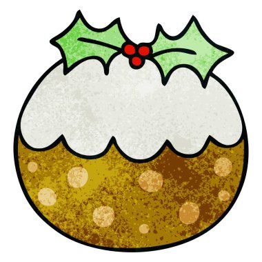 ilginç karikatür Noel pudingi el çekilmiş