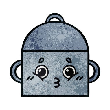 retro grunge doku karikatür pot pişirme