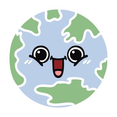 düz renk retro karikatür seyyare yerküre