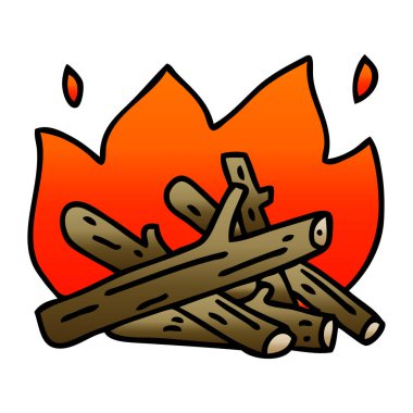 Degrade gölgeli ilginç çizgi film kamp ateşi