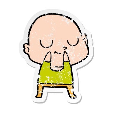 bir karikatür kel adamın sıkıntılı etiket