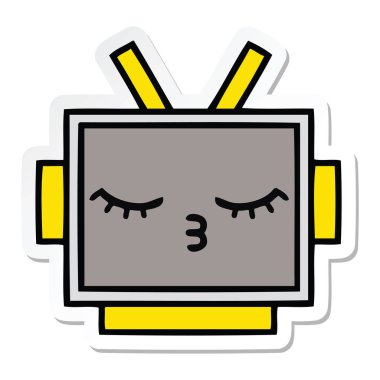 etiket sevimli çizgi robot baş