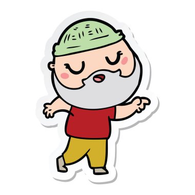 sakallı bir çizgi film adam etiketi